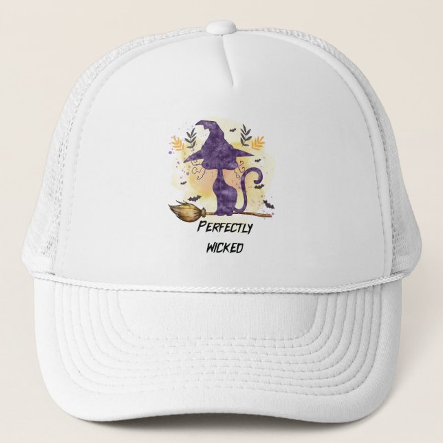 Casquette Parfaitement Malin - Chat Sorcière Noire (Devant)