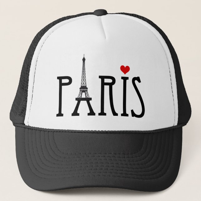 Casquette Paris avec Tour Eiffel et le coeur rouge (Devant)