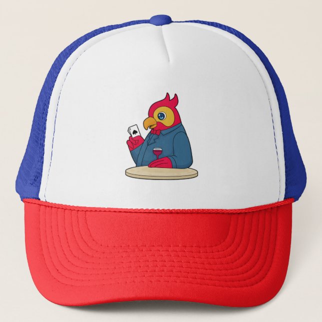 Casquette Parrot au Poker avec cartes de Poker (Devant)