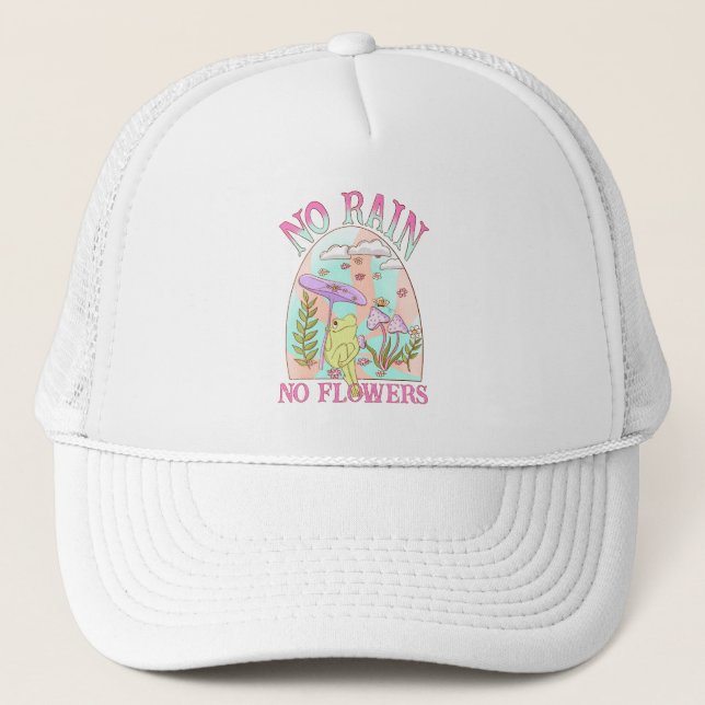 Casquette Pas de pluie, pas de fleurs - Floral et champignon (Devant)