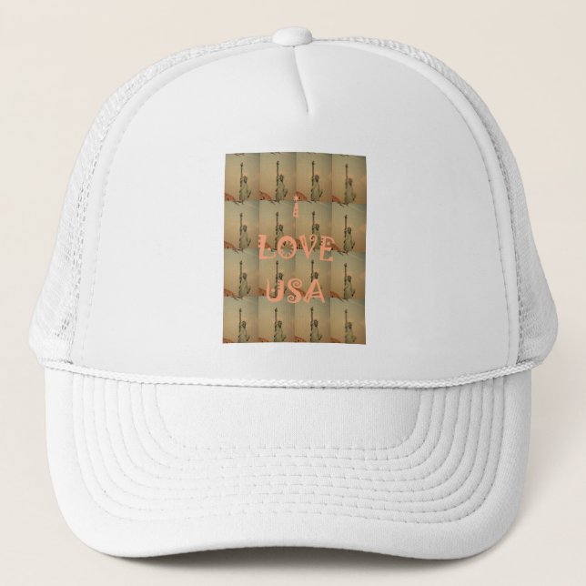 Casquette Patriotic Pop Art : "I Love USA" Graphisme Art Des (Devant)