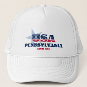 Casquette Patriotique Pennsylvanie Typographie Trucker Chape