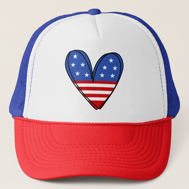 Casquette Patriotique USA Love Heart (Devant)