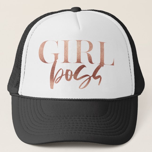 Casquette Patron de fille | Texte noir or Rose | (Devant)