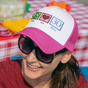 Casquette Peace Love 30th Birthday Cute Party