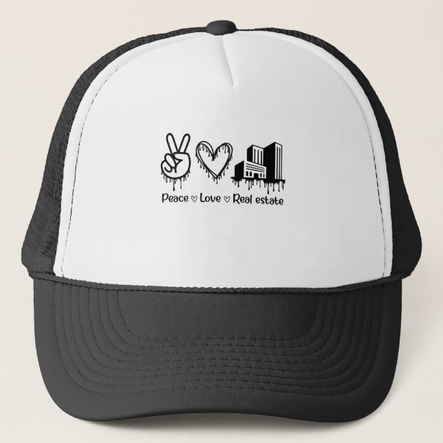 Casquette Peace Love Agent Immobilier Cadeau Parfait (Devant)