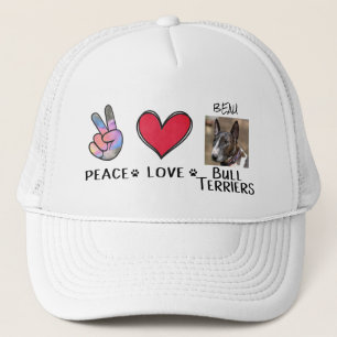 Casquette Peace Love Bull Terriers Dog Lovers Trucker Hat