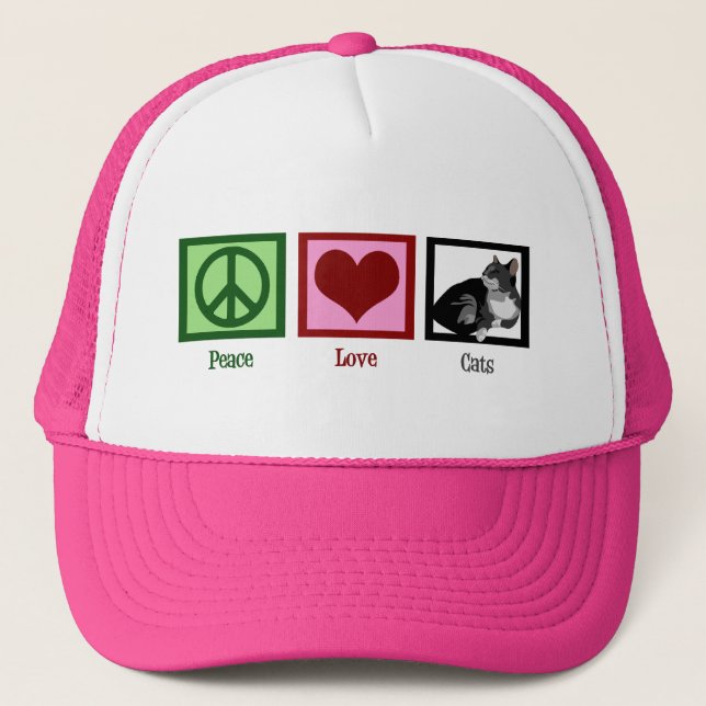 Casquette Peace Love Cats mignonne (Devant)