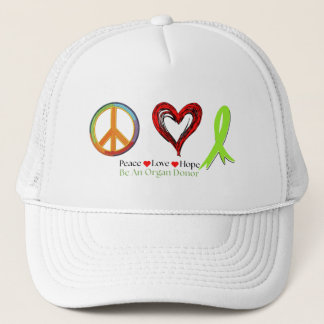 Casquette Peace Love Hope Organ Donation Saves Lives