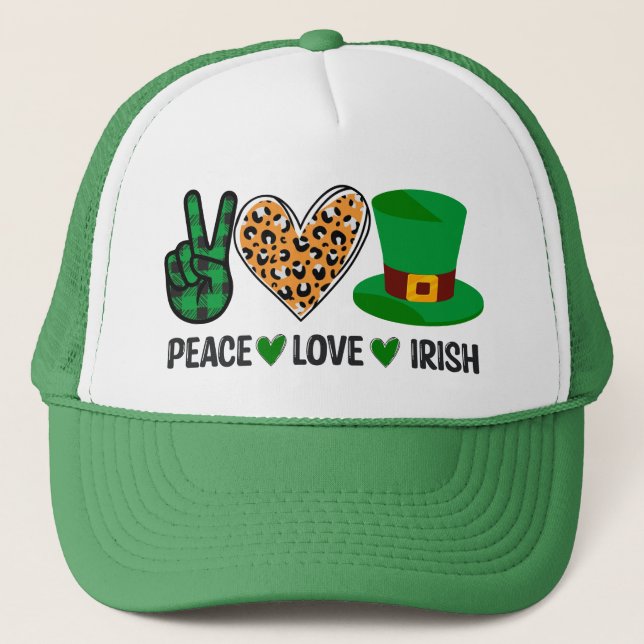 Casquette Peace Love Irish St Patrick's Day (Devant)