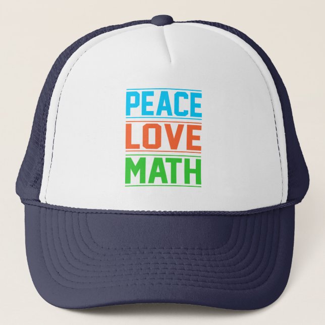 Casquette Peace Love Math Enseignant Mathématiques Mathémati (Devant)