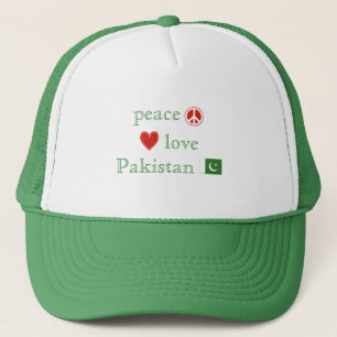 Casquette Peace Love Pakistan Heart Pakistani Drapeau