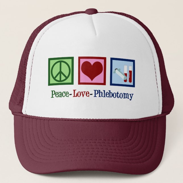 Casquette Peace Love Phlebotomy mignon Phlebotomiste (Devant)