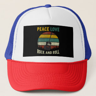 Casquette Peace Love & Rock & Roll Guitare Player Guitariste