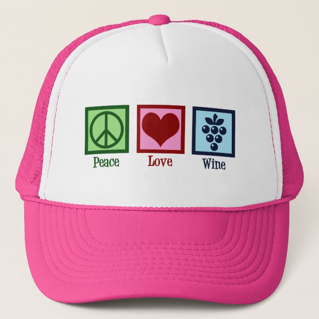 Casquette Peace Love Vin Rose Vins (Devant)