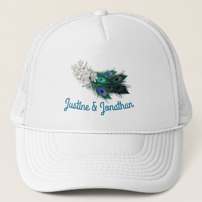 Casquette Peacocks Plumes & Emerald Green Soie métallique (Devant)