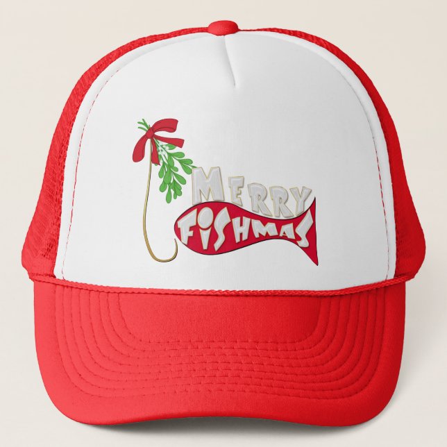 Casquette Pêche amusante Noël Merry Fishmas (Devant)