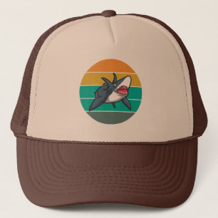 Casquette Pêche d'été au coucher du soleil Shark Retro