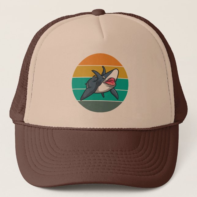 Casquette Pêche estivale au coucher du soleil rétro de requi (Devant)