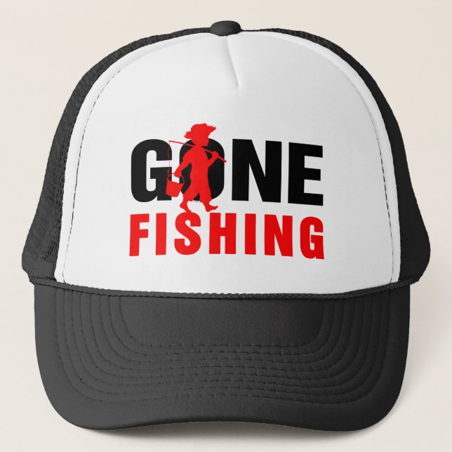 Casquette Pêche noire et rouge (Devant)