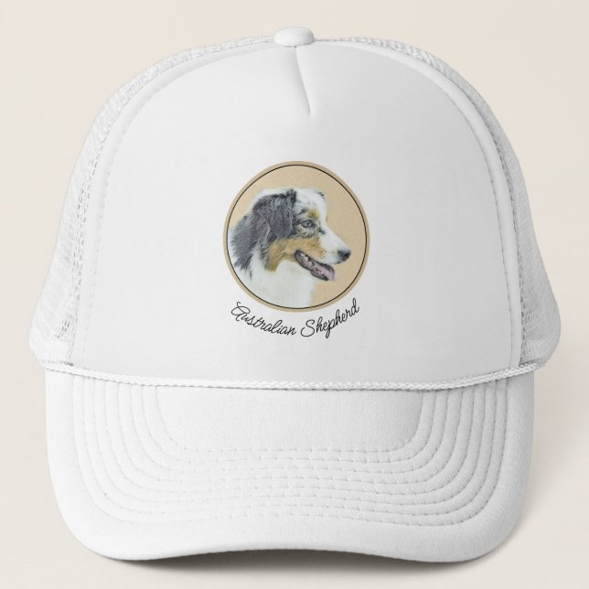 Casquette Peinture de berger australien - Art original de ch (Devant)
