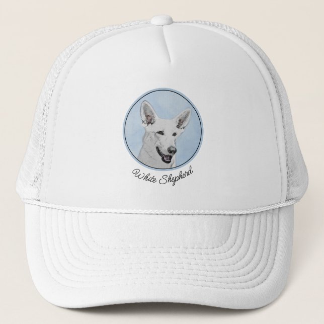 Casquette Peinture de berger blanc - jolie art original de c (Devant)