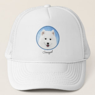 Casquette Peinture de chiot Samoyède - Art de chien original