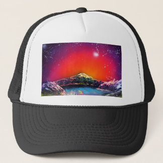 Casquette Peinture de coucher du soleil d'étang de montagne