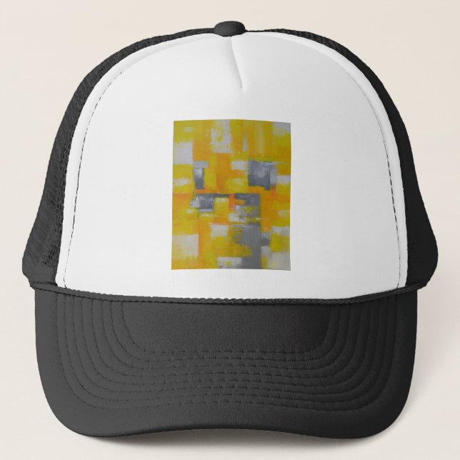 Casquette peinture gris jaune blanc abstrait (Devant)