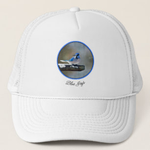 Casquette Peinture Jay Bleu - Art Oiseau Original