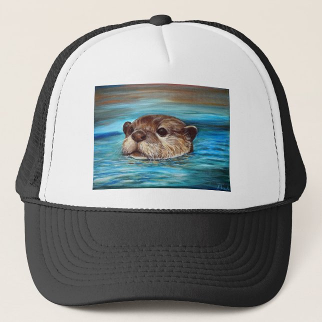 Casquette Peinture sur la loutre de rivière (Devant)