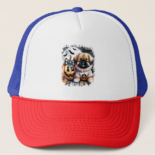Casquette Pekingese Dog Halloween Square (Devant)