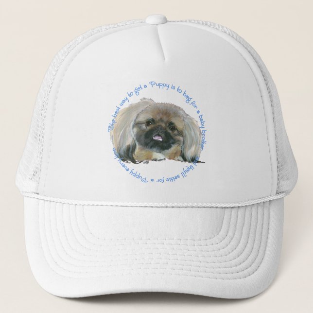 Casquette Pekingese Wisdom - Comment obtenir un chiot (Devant)