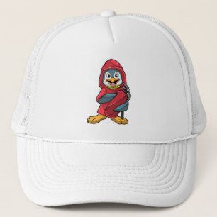 Casquette Penguin comme pompier avec extincteur