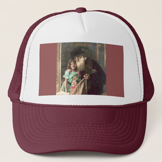 Casquette Père Noël antique et Noël aux filles (Devant)