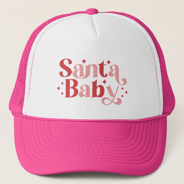 Casquette Père Noël Baby - Typographie de Noël rétro (Devant)