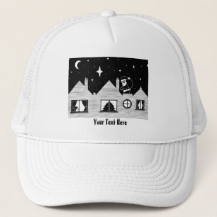 Casquette père Noël contemporaine sur le toit noir et blanc