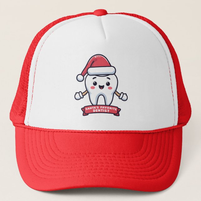 Casquette Père Noël Dentiste Favorite Mignonne Dent Noël (Devant)