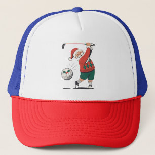 Casquette Père Noël jouant au golf Joueur de golf de Noël 