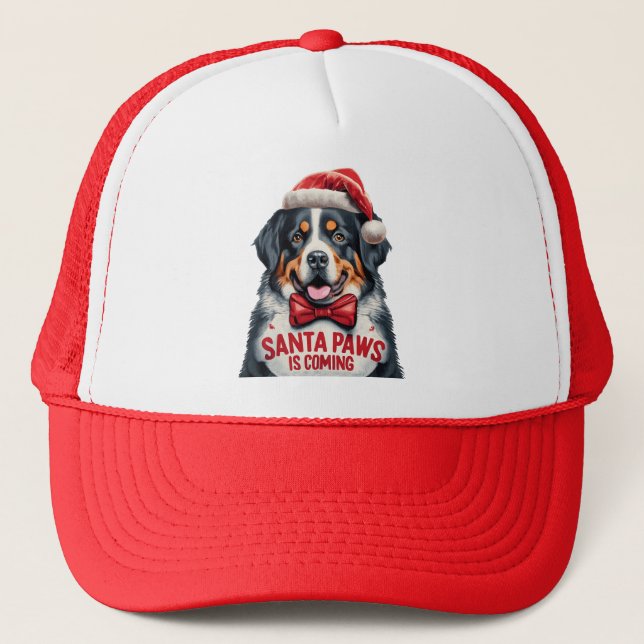 Casquette Père Noël Paws Vient Noël Du Chien Bernais (Devant)