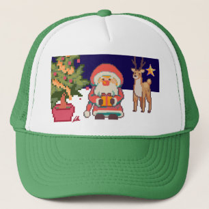 Casquette Père Noël, Pixel Art de renne