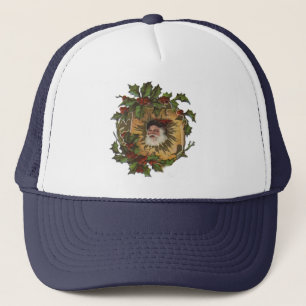 Casquette Père Noël Vintage Antique Houx Noël