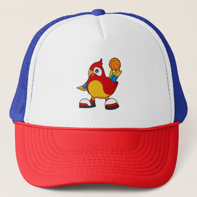 Casquette Perroquet comme joueur de basket-ball avec basket- (Devant)
