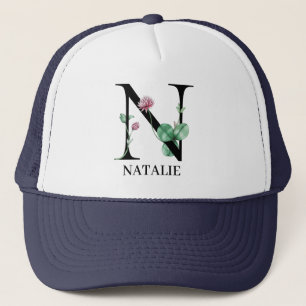 Casquette Personalized Floral Alphabet N Monogram 