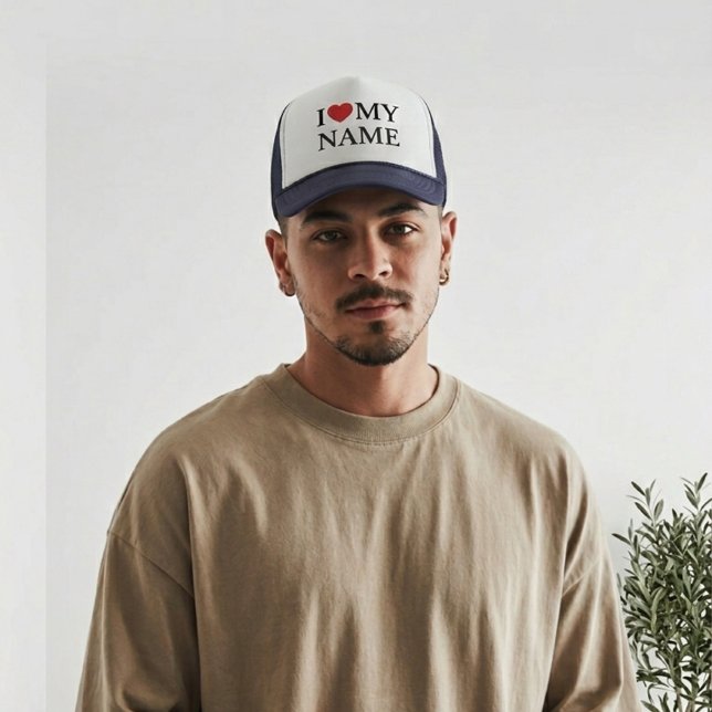 Casquette Personalized I Heart Hat, Custom Text Baseball Cap (Créateur téléchargé)