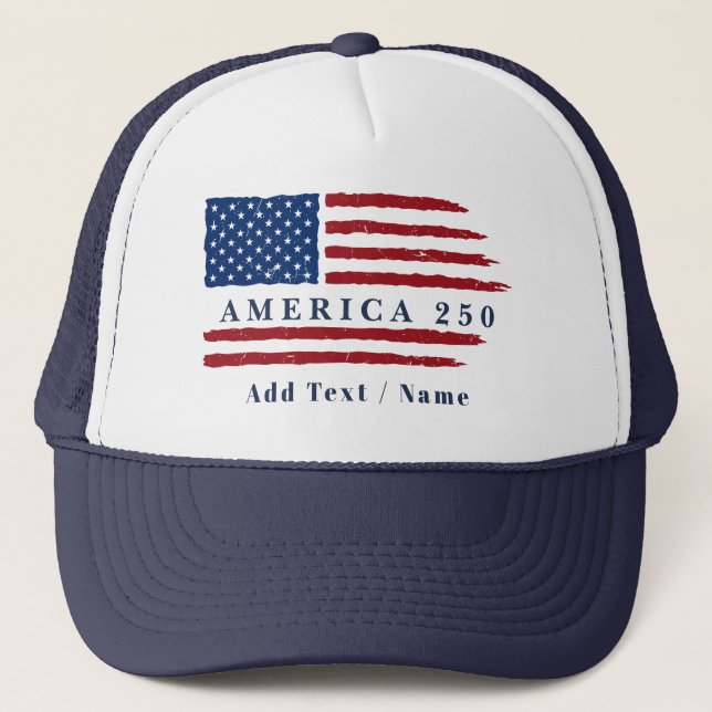 Casquette Personalized Text America 250 Patriotic Flag (Devant)