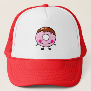Casquette Personnage de gâteau en donut avec un sourire Art