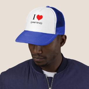 Casquette PERSONNALISÉ! I Coeur Chapeau Trucker - Blanc et R
