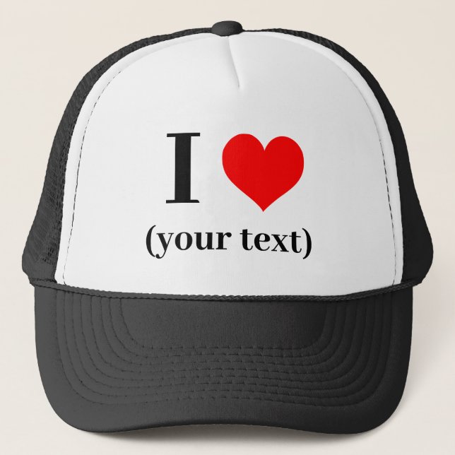 Casquette Personnalisé I coeur (votre texte) - (Devant)