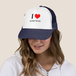 Casquette PERSONNALISÉ! I Heart Trucker Hat - Blanc et Marin